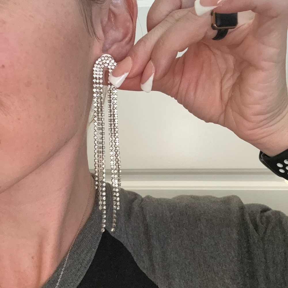 Competition dangly crystal earrings.